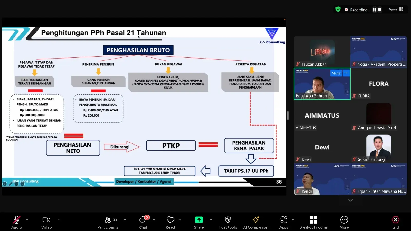 suasana kelas online zoom propertax 1